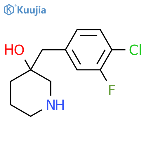3-(4-chloro-3-fluorophenyl)methylpiperidin-3-ol structure
