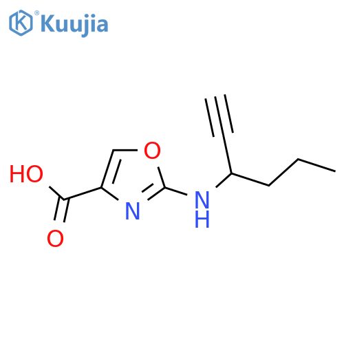2-(hex-1-yn-3-yl)amino-1,3-oxazole-4-carboxylic acid structure
