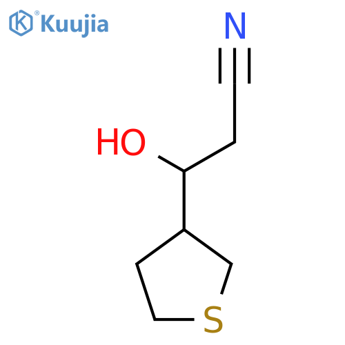 3-hydroxy-3-(thiolan-3-yl)propanenitrile structure