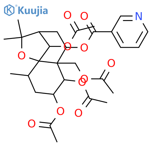 1,2,6,9,14-Pentahydroxydihydro-β-agarofuran; (1α,2α,6β,9β)-form, 9-O-(3-Pyridinecarbonyl), 1,2,6,14-tetra-Ac structure