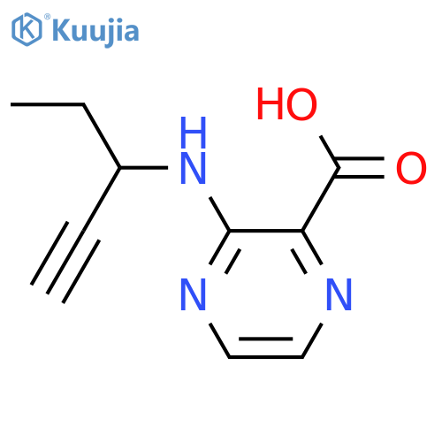3-(pent-1-yn-3-yl)aminopyrazine-2-carboxylic acid structure