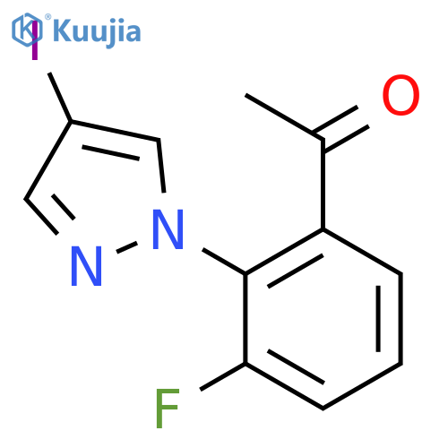 1-3-fluoro-2-(4-iodo-1H-pyrazol-1-yl)phenylethan-1-one structure