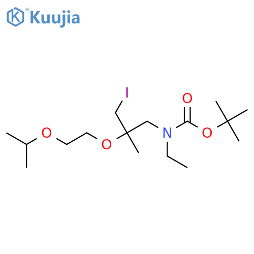 tert-butyl N-ethyl-N-{3-iodo-2-methyl-2-2-(propan-2-yloxy)ethoxypropyl}carbamate structure