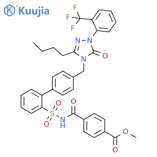 Benzoic acid,4-[[[[4'-[[3-butyl-1,5-dihydro-5-oxo-1-[2-(trifluoromethyl)phenyl]-4H-1,2,4-triazol-4-yl]methyl][1,1'-biphenyl]-2-yl]sulfonyl]amino]carbonyl]-, methylester structure