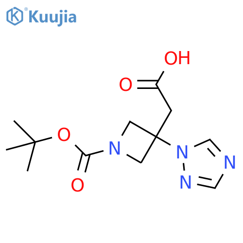 2-{1-(tert-butoxy)carbonyl-3-(1H-1,2,4-triazol-1-yl)azetidin-3-yl}acetic acid structure