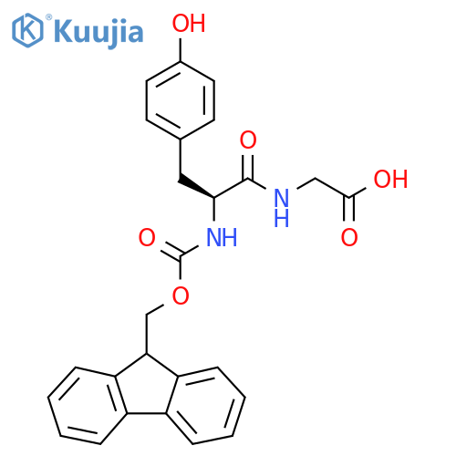 2-(2S)-2-({(9H-fluoren-9-yl)methoxycarbonyl}amino)-3-(4-hydroxyphenyl)propanamidoacetic acid structure
