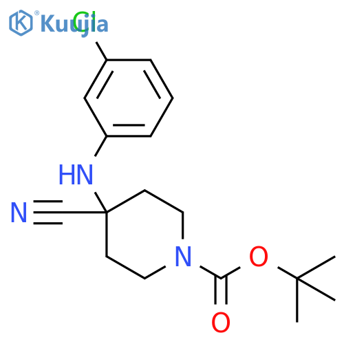 tert-butyl 4-((3-chlorophenyl)amino)-4-cyanopiperidine-1-carboxylate structure
