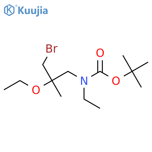 tert-butyl N-(3-bromo-2-ethoxy-2-methylpropyl)-N-ethylcarbamate structure