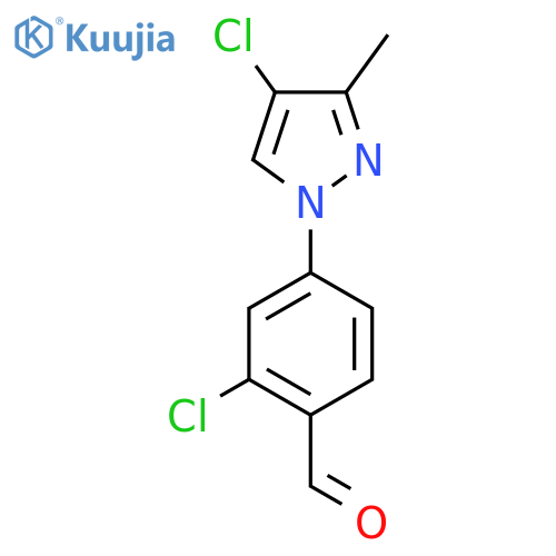 2-chloro-4-(4-chloro-3-methyl-1H-pyrazol-1-yl)benzaldehyde structure