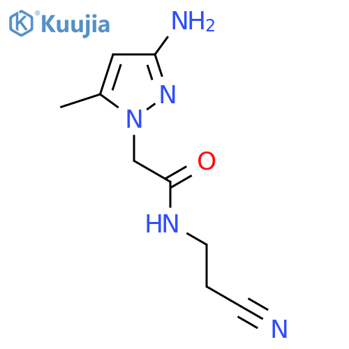 2-(3-amino-5-methyl-1H-pyrazol-1-yl)-N-(2-cyanoethyl)acetamide structure