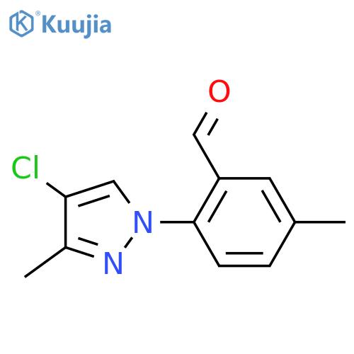 2-(4-chloro-3-methyl-1H-pyrazol-1-yl)-5-methylbenzaldehyde structure