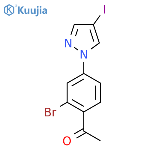 1-2-bromo-4-(4-iodo-1H-pyrazol-1-yl)phenylethan-1-one structure