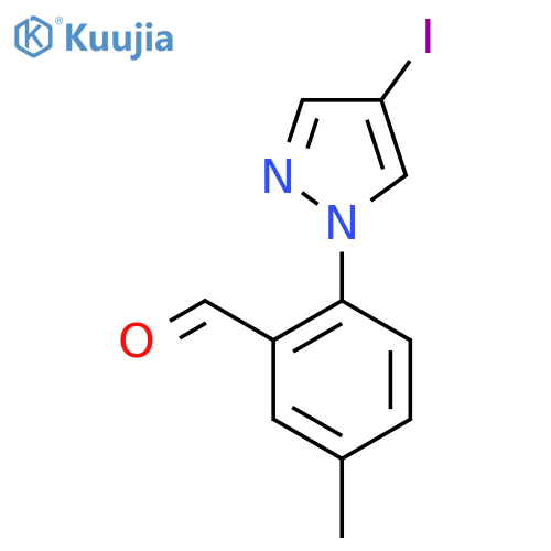 2-(4-Iodo-1H-pyrazol-1-yl)-5-methylbenzaldehyde structure