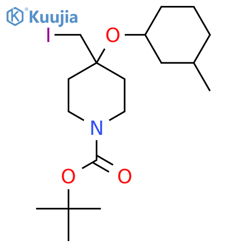 tert-butyl 4-(iodomethyl)-4-(3-methylcyclohexyl)oxypiperidine-1-carboxylate structure