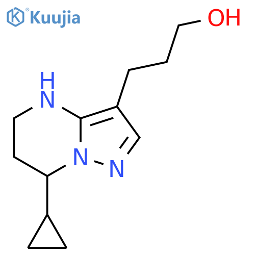 3-{7-cyclopropyl-4H,5H,6H,7H-pyrazolo1,5-apyrimidin-3-yl}propan-1-ol structure