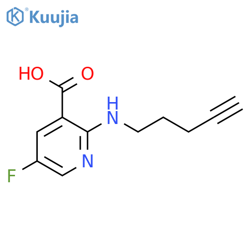 5-fluoro-2-(pent-4-yn-1-yl)aminopyridine-3-carboxylic acid structure