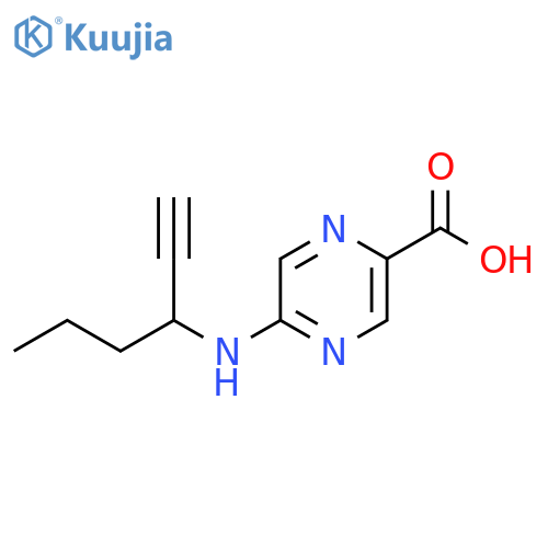 5-(hex-1-yn-3-yl)aminopyrazine-2-carboxylic acid structure