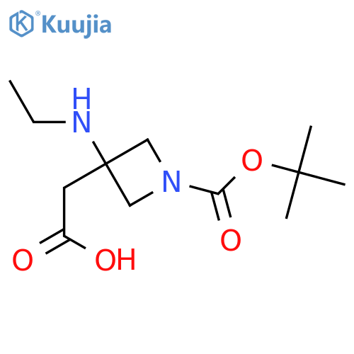 2-{1-[(tert-butoxy)carbonyl]-3-(ethylamino)azetidin-3-yl}acetic acid structure