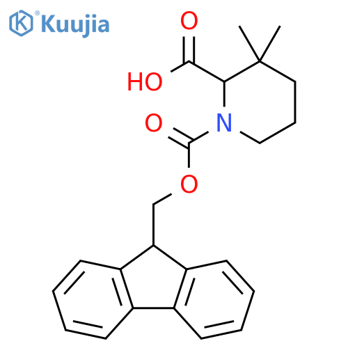 1-{[(9H-fluoren-9-yl)methoxy]carbonyl}-3,3-dimethylpiperidine-2-carboxylic acid structure