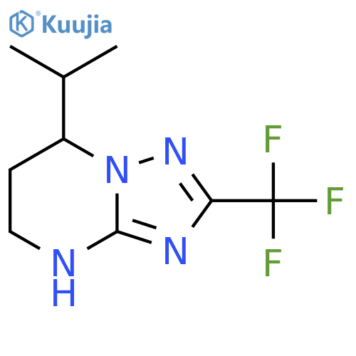 7-(propan-2-yl)-2-(trifluoromethyl)-4H,5H,6H,7H-1,2,4triazolo1,5-apyrimidine structure