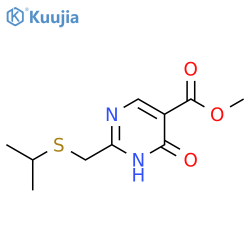5-Pyrimidinecarboxylic acid, 1,6-dihydro-2-[[(1-methylethyl)thio]methyl]-6-oxo-, methyl ester structure