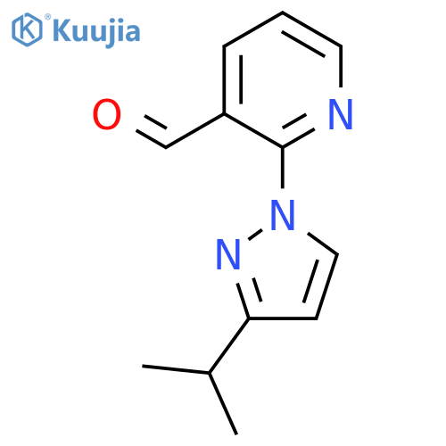 2-3-(propan-2-yl)-1H-pyrazol-1-ylpyridine-3-carbaldehyde structure
