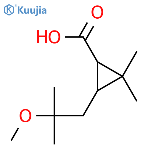3-(2-methoxy-2-methylpropyl)-2,2-dimethylcyclopropane-1-carboxylic acid structure