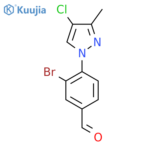 3-bromo-4-(4-chloro-3-methyl-1H-pyrazol-1-yl)benzaldehyde structure