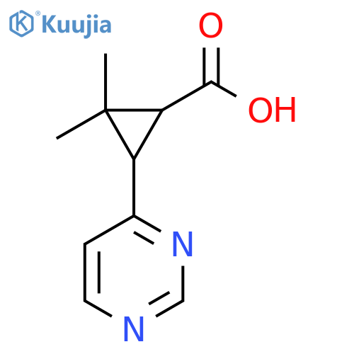 2,2-Dimethyl-3-(pyrimidin-4-yl)cyclopropane-1-carboxylic acid structure