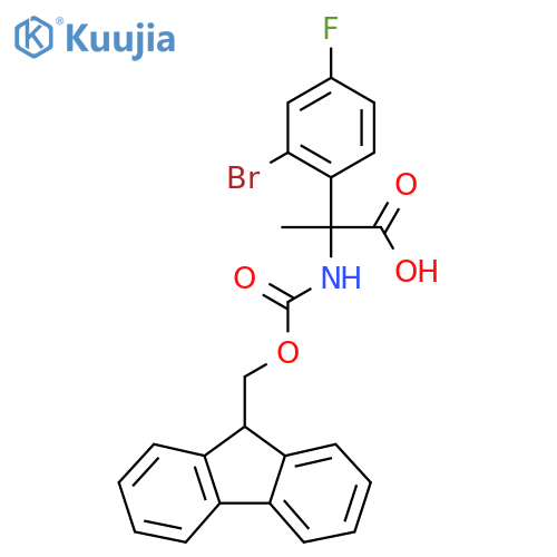 2-(2-bromo-4-fluorophenyl)-2-({(9H-fluoren-9-yl)methoxycarbonyl}amino)propanoic acid structure