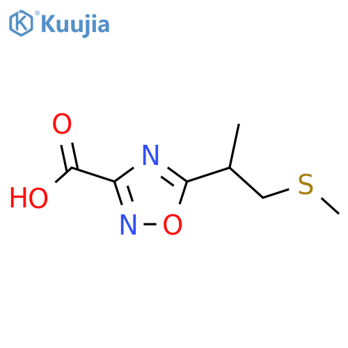 5-1-(methylsulfanyl)propan-2-yl-1,2,4-oxadiazole-3-carboxylic acid structure
