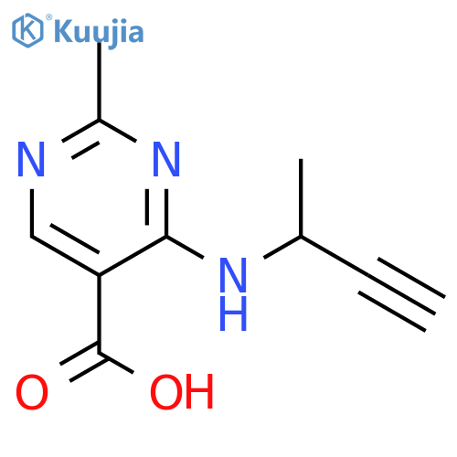 4-(but-3-yn-2-yl)amino-2-methylpyrimidine-5-carboxylic acid structure