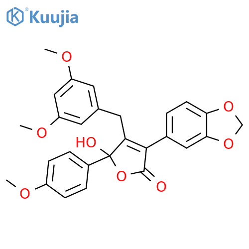 2(5H)-Furanone,3-(1,3-benzodioxol-5-yl)-4-[(3,5-dimethoxyphenyl)methyl]-5-hydroxy-5-(4-methoxyphenyl)- structure