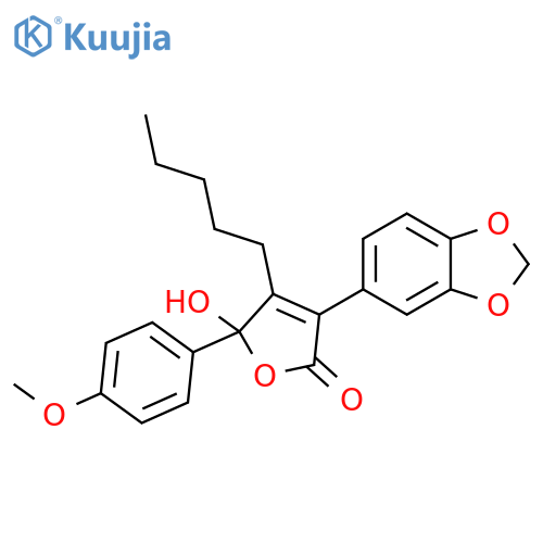 2(5H)-Furanone,3-(1,3-benzodioxol-5-yl)-5-hydroxy-5-(4-methoxyphenyl)-4-pentyl- structure