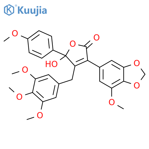 2(5H)-Furanone,5-hydroxy-3-(7-methoxy-1,3-benzodioxol-5-yl)-5-(4-methoxyphenyl)-4-[(3,4,5-trimethoxyphenyl)methyl]- structure