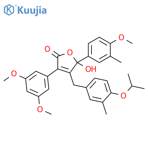 2(5H)-Furanone,3-(3,5-dimethoxyphenyl)-5-hydroxy-5-(4-methoxy-3-methylphenyl)-4-[[3-methyl-4-(1-methylethoxy)phenyl]methyl]- structure