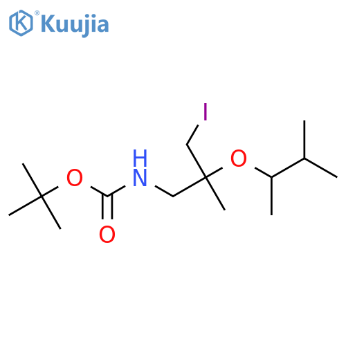 tert-butyl N-{3-iodo-2-methyl-2-(3-methylbutan-2-yl)oxypropyl}carbamate structure