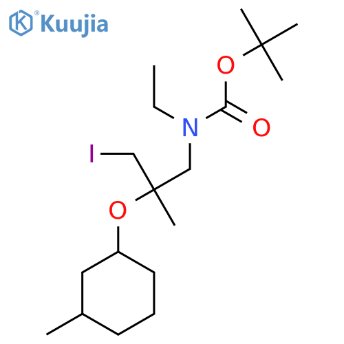 tert-butyl N-ethyl-N-{3-iodo-2-methyl-2-(3-methylcyclohexyl)oxypropyl}carbamate structure