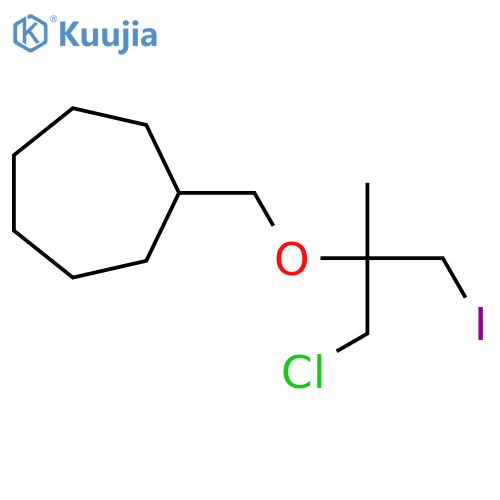 {(1-chloro-3-iodo-2-methylpropan-2-yl)oxymethyl}cycloheptane structure