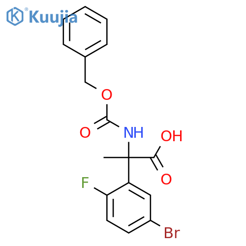2-{(benzyloxy)carbonylamino}-2-(5-bromo-2-fluorophenyl)propanoic acid structure