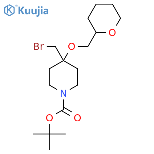 tert-butyl 4-(bromomethyl)-4-(oxan-2-yl)methoxypiperidine-1-carboxylate structure