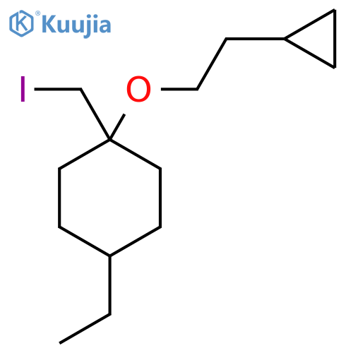 1-(2-cyclopropylethoxy)-4-ethyl-1-(iodomethyl)cyclohexane structure