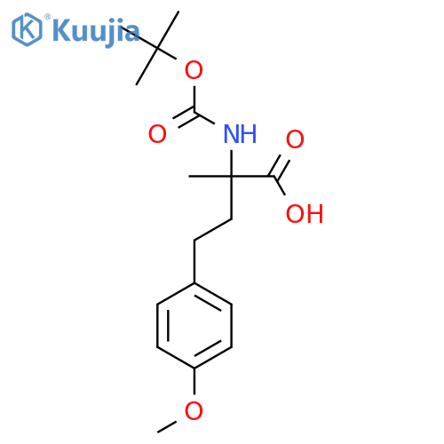2-{(tert-butoxy)carbonylamino}-4-(4-methoxyphenyl)-2-methylbutanoic acid structure