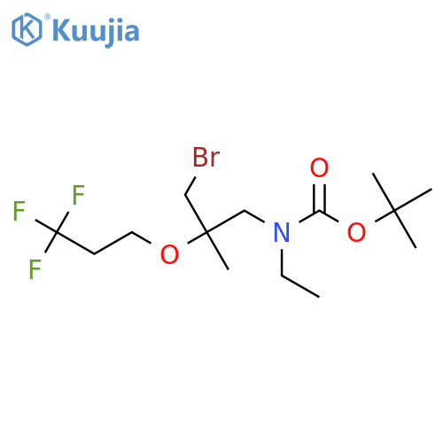 tert-butyl N-3-bromo-2-methyl-2-(3,3,3-trifluoropropoxy)propyl-N-ethylcarbamate structure