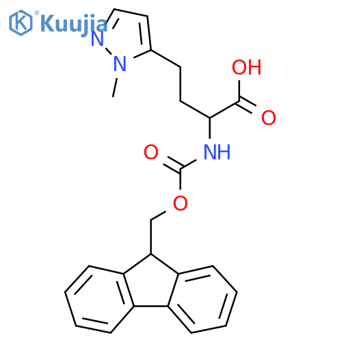 2-({(9H-fluoren-9-yl)methoxycarbonyl}amino)-4-(1-methyl-1H-pyrazol-5-yl)butanoic acid structure