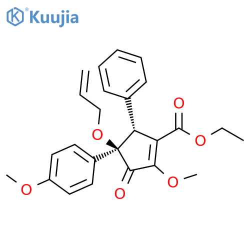 Ethyl (4R,5R)-2-methoxy-4-(4-methoxyphenyl)-3-oxo-5-phenyl-4-(2-propen-1-yloxy)-1-cyclopentene-1-carboxylate structure