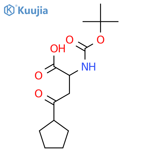 2-{(tert-butoxy)carbonylamino}-4-cyclopentyl-4-oxobutanoic acid structure