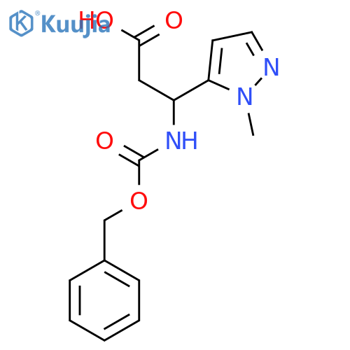 3-{(benzyloxy)carbonylamino}-3-(1-methyl-1H-pyrazol-5-yl)propanoic acid structure