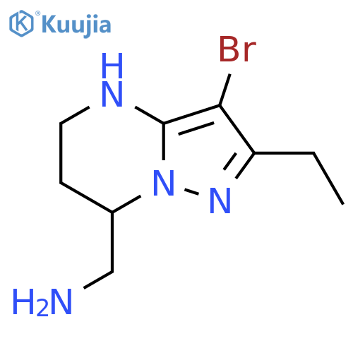 {3-bromo-2-ethyl-4H,5H,6H,7H-pyrazolo1,5-apyrimidin-7-yl}methanamine structure