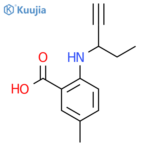 5-methyl-2-(pent-1-yn-3-yl)aminobenzoic acid structure